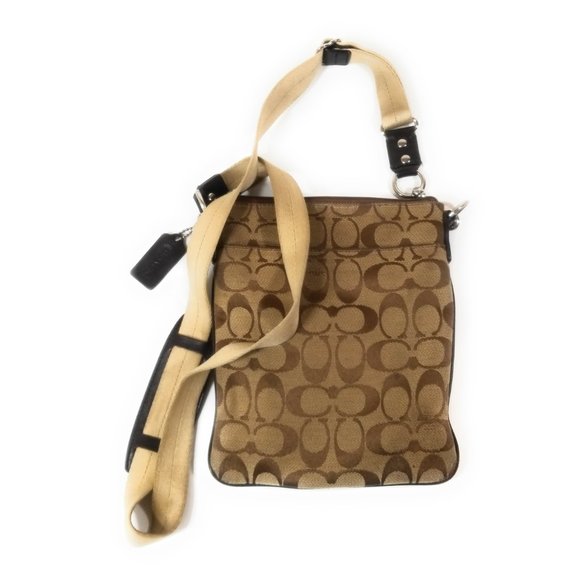 Coach Signature C Black Stripe Canvas Crossbody Swingpack Bag - Picture 2 of 5